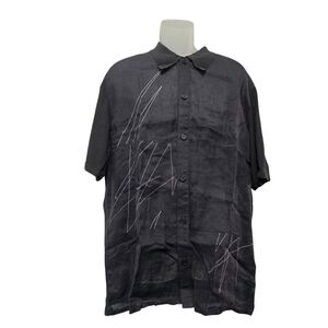 EUC Torras Premium  Linen Short Sleeve Button Down Black Shirt